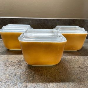 Vintage Pyrex Refrigerator Storage Dishes With Ribbed Lids Tan Set Homestead